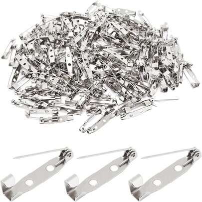 30 Pcs Brooch Pin Backs, Brooch Pins For Crafts Silver Locking Pin Backs Bar Pins Backs Pins Small Clasp Pin DIY Jewelry Pin Making Kit For Badges Sewing Wedding Name Tags