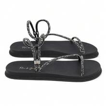 Official Designer Flower Sandal Comfort Buckle Delicate Embellishment Casual Women's Summer Shiny Bahamas - 黑色 - 查看 4