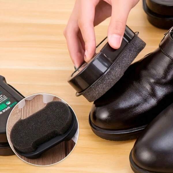 1pc Double-Sided Creative Portable Shoe Polish Sponge - Quick Decontamination, Colorless Leather Cleaner, Shoe Rubbing Brush With Polish For Easy Shoe Care - Travel-Friendly, Compact Design