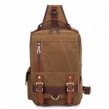 KAUKKO Canvas Messenger Bag Cross Body Shoulder Sling Backpack Travel Hiking Chest Bag - Khaki - View 1