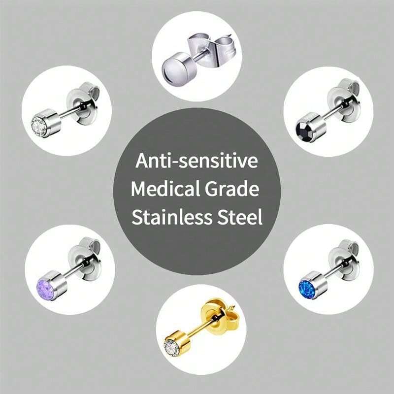 Piercing Oreille TNTINK Acier Chirurgical - Bille 3mm, Barre 1.2x6mm - Variante De Couleurs