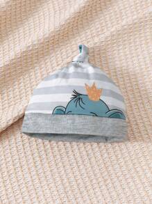 3 stuks/set babyjongens schattige olifant bedrukte romper met lange mouwen + vaste trekkoordbroek + hoed, casual en comfortabel
