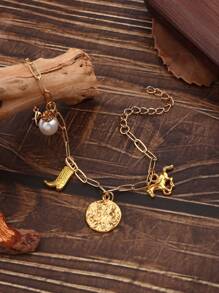 1 件牛仔吊坠项链精致金色牛仔夏季项链牛仔珠宝礼物适合男士、女士和女孩，不锈钢，无珠宝