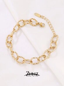 1pc Punk Style Stainless Steel Thick Chain Bracelet, Women's Friendship Gift - Bracelet - View 8
