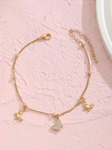 1件优雅立方氧化锆蝴蝶吊坠脚链，适合女孩甜美旅行、海滩派对、儿童生日礼物 - 均碼 - 查看 5