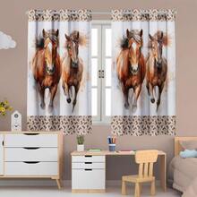 Curtain For Bedroom Living Room 2.00 X 1.50 Decorative Print - 馬匹 - 查看 2
