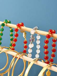 1pc Removable Wooden Bracelet Display Stand, Earring Holder Organizer For Bangle, Watch, Jewelry Accessories Back To School