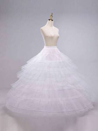 1 pieza Enagua extra larga para mujer con 6 aros y 6 capas de tul con cintura ajustable para vestido de novia, vestido formal, vestidos de gala, ropa de otoño para mujer