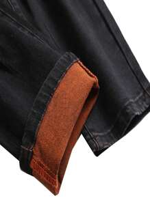 MICKASON Men's Orange Ripped Stretch Skinny Black Bottom Fabric Peplum Jeans Men - Stretchy, Comfortable And Stylish - Perfect For Everyday Casual Wear - 黑色 - 查看 6