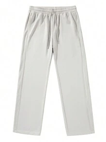 Men's Summer Casual Loose Striped Straight Leg Sweatpants, Fall - Grey - View 2