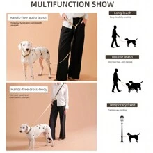 1 件手工编织双色 PVC 材料牵引绳，二合一设计，免提跑步狗绳，复古奢华风格狗绳 - 彩色 - 查看 5