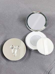 1个银色电镀圆形旅行化妆镜，蝴蝶装饰，超薄可填充粉扑盒，适用于5克粉饼，化妆品，便宜，房间装饰，梳妆台，旅行，卧室，化妆配件，便宜，圣诞礼物，化妆品，化妆工具，便宜货，礼物，女士礼物，圣诞礼物