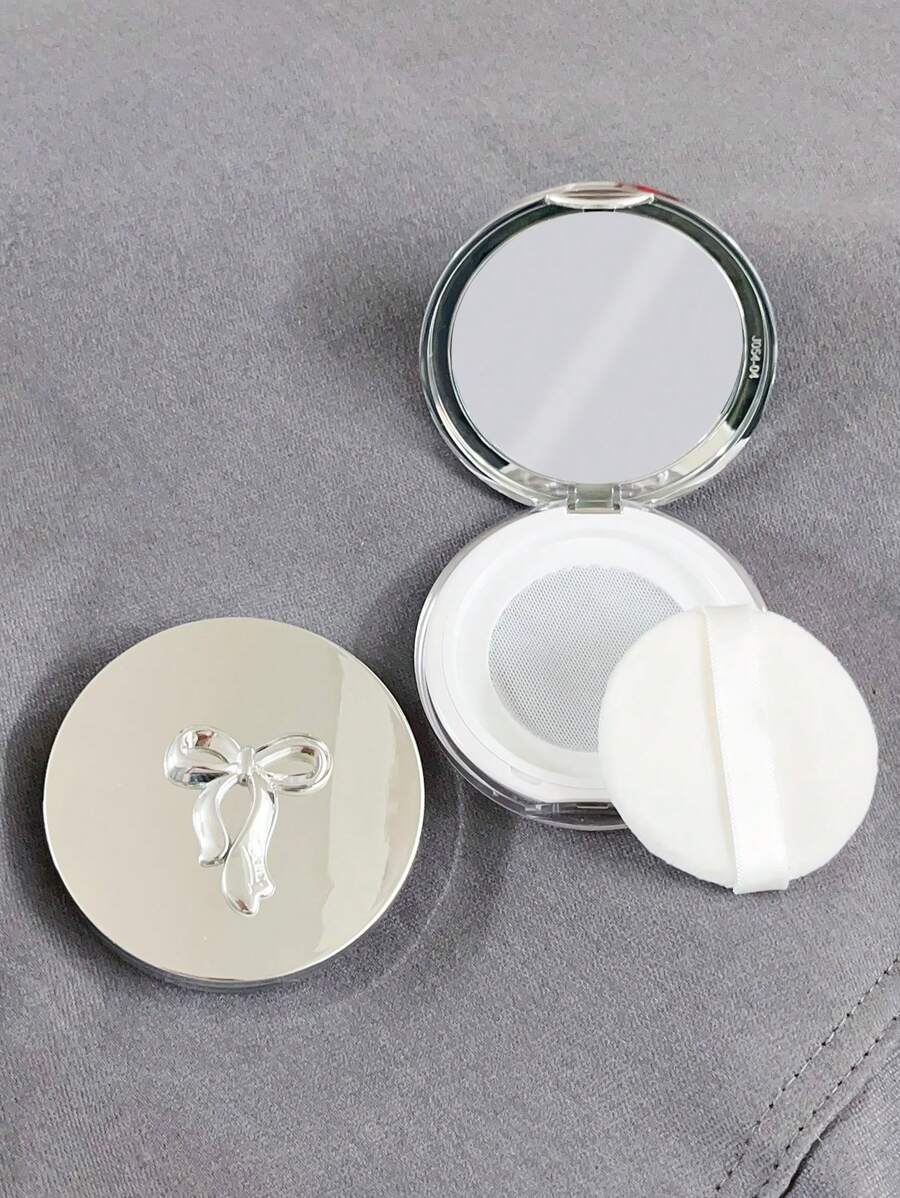 1个银色电镀圆形旅行化妆镜，蝴蝶装饰，超薄可填充粉扑盒，适用于5克粉饼，化妆品，便宜，房间装饰，梳妆台，旅行，卧室，化妆配件，便宜，圣诞礼物，化妆品，化妆工具，便宜货，礼物，女士礼物，圣诞礼物