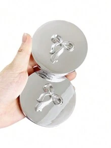 1个银色电镀圆形旅行化妆镜，蝴蝶装饰，超薄可填充粉扑盒，适用于5克粉饼，化妆品，便宜，房间装饰，梳妆台，旅行，卧室，化妆配件，便宜，圣诞礼物，化妆品，化妆工具，便宜货，礼物，女士礼物，圣诞礼物