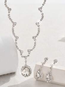 1 Set Hochzeitsschmuck, modisches, glamouröses Halsketten- und Ohrringe-Set für Hochzeiten, Partys