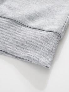 男士宽松印花拉链卫衣，秋冬季休闲穿着 - 淺灰色 - 查看 6