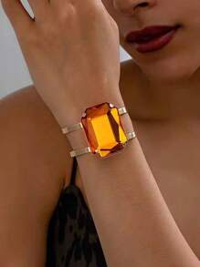 Anillos y pulseras con forma de cuadrados multicolores de cristales exagerados, estilo de moda para uso diario, oficina, fiesta, boda, vacaciones, regalo - pedrería - Ver 3