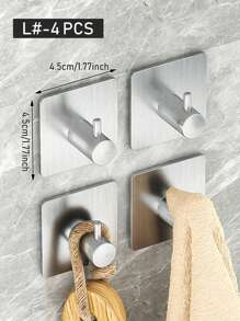 Silver Single L-Shaped Adhesive Towel Hook, Multi-Functional Wall Mount Hook For Family Coats, Bathrooms, And Towel Organization