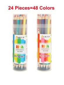 24支双头彩色铅笔，双色笔杆，是创意绘画、涂鸦和涂色的理想之选，开学必备 - 彩色 - 查看 17