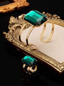 Anillos y pulseras con forma de cuadrados multicolores de cristales exagerados, estilo de moda para uso diario, oficina, fiesta, boda, vacaciones, regalo - pedrería - Ver 21