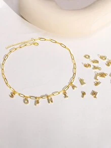 Personalized Rhinestone Inlaid Name Pendant + 18K Gold Plated Women Necklace, Fashionable And Elegant, Comes In Gift Box Packaging, Suitable As Thanksgiving, Christmas, New Year, Birthday, Anniversary Gift For Couples, Wife, Mother And More,Gold,Stylish,Colorful,Vintage,Simple,Unisex,Casual,Cuties,Custom,Personalized,Unique,Ideal Gifts For Him,Ideal Gifts For Her,Her,Boyfriend,Girlfriend,Dad,Mom,Family,Friends,For Anniversaries,For Birthdays,For Graduation,For Prom,For Party,Stainless Steel Jewelry