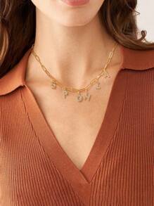 Personalized Rhinestone Inlaid Name Pendant + 18K Gold Plated Women Necklace, Fashionable And Elegant, Comes In Gift Box Packaging, Suitable As Thanksgiving, Christmas, New Year, Birthday, Anniversary Gift For Couples, Wife, Mother And More,Gold,Stylish,Colorful,Vintage,Simple,Unisex,Casual,Cuties,Custom,Personalized,Unique,Ideal Gifts For Him,Ideal Gifts For Her,Her,Boyfriend,Girlfriend,Dad,Mom,Family,Friends,For Anniversaries,For Birthdays,For Graduation,For Prom,For Party,Stainless Steel Jewelry