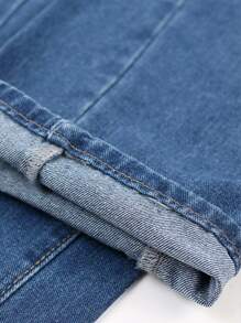 DKRD Teen Boys Vintage Washed Letter Embroidered Straight-Leg Loose Casual Wide-Leg Jeans, Suitable For Spring And Autumn - Medium Wash - View 8