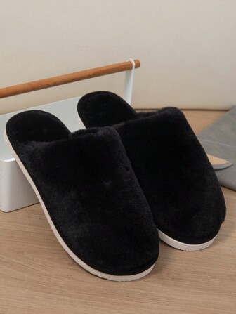 新款兔毛拖鞋，毛绒内衬，冬季舒适室内拖鞋