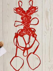 1 bộ đồ lót liền thân ren khoét sâu gợi cảm dành cho nữ thích hợp mặc ở nhà khi đi chơi - Đỏ - Xem 6