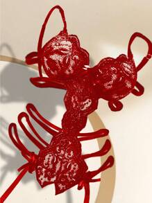 1 bộ đồ lót liền thân ren khoét sâu gợi cảm dành cho nữ thích hợp mặc ở nhà khi đi chơi - Đỏ - Xem 5