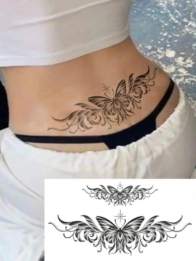 1 Sheets Big Size Body Art Temporary Tattoo Stickers For Women And Men, Sexy Butterfly Totem Pattern, Waterproof Fake Tattoo, Lasts 2-5 Days, Covering Scars,Can Be Used On Arms Wrist Shoulders Legs Waist Neck Hand Chest Thighs Finger, Suitable For Parties, Gifts, Vacations