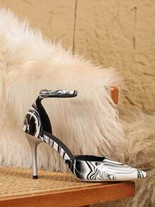 Ms. Multi-Colored High Heel Shoes. Fashion With Buckles Shoes. Halloween Pointed High Heels. - Multicolor - View 5