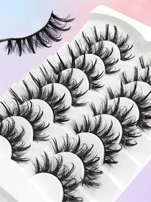 Asiteo 7 Pairs Fluffy Faux Mink Eyelashes, Create Fashionable Makeup, Lengthening & Volumizing, Natural Curl & Moisture