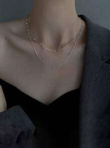 轻奢链条串珠蛇形项链性感潮流扭纹项链双层项链颈链欧美首饰黄金配饰女款礼物新年礼品 - 雙層項鍊 - 查看 11