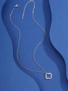 1 Stück luxuriöser modischer Kleeblatt-Anhänger-Halskette, Kupferlegierung mit eingearbeitetem Zirkonia, geeignet für den täglichen Gebrauch und als Geschenk zum Valentinstag/Schulanfang