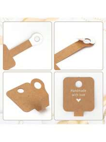 25/50/100pcs-Earring Display Cards Brown Jewellery Bracelet Display Cards Kraft Paper Jewellery Display For Necklaces, Bracelets, Anklets, Hair Rings, Jewellery Hanging Labels,