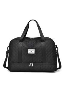 Custom Embroidered Large Capacity Women Travel Tote Bag, Multifunctional Waterproof Gym Sports Bag With Dry Wet Separation, Fashionable Diamond Pattern Lightweight Travel Bag - Multicolor - View 9