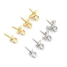 20pcs Stainless Steel Peg Bails Metal Gold Tone Screw Eyes Bails Top Drilled Beads End Caps Pendant DIY Charms Connectors Jewelry Findings - Peg Bails - View 4