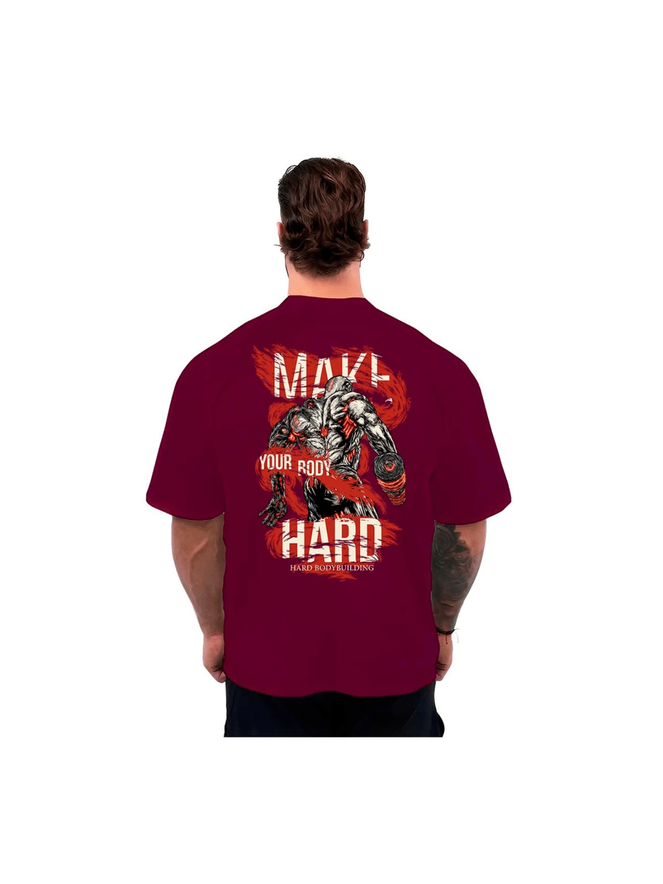 Men's Oversized Gym Maromba Streetwear Shirt - 紫紅色 - 查看 1