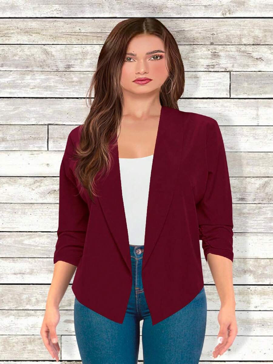 Blazer Casual Manga 3/4 Maria Bela Modelo Tejeda 2 - Vino - Ver 1