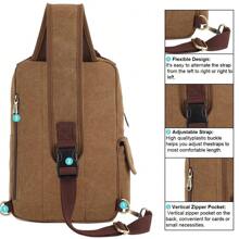 KAUKKO Canvas Messenger Bag Cross Body Shoulder Sling Backpack Travel Hiking Chest Bag - Khaki - View 4