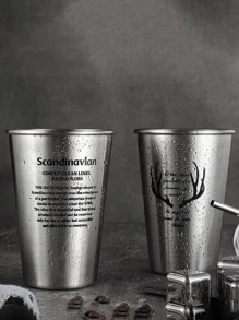 1 件不锈钢杯，Ins 风格果汁杯，防摔玻璃杯，咖啡或冷饮杯，无吸管无盖 - 銀色 - 查看 5