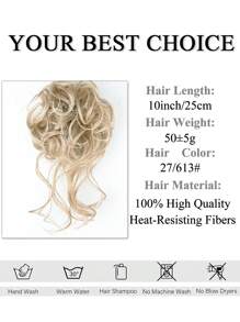 凌亂包子頭發片，輕輕鬆鬆的捲度髮型搭配鬈曲編織馬尾髮環，優雅設計時尚派對必備單品