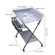Baby Infant Changing Table Folding Diaper Station Nursery Organizer With Storage - Grey - View 2