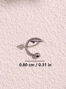 1pc Stainless Steel Conical Lip Ring Piercing Jewelry For Women - Silver - View 18