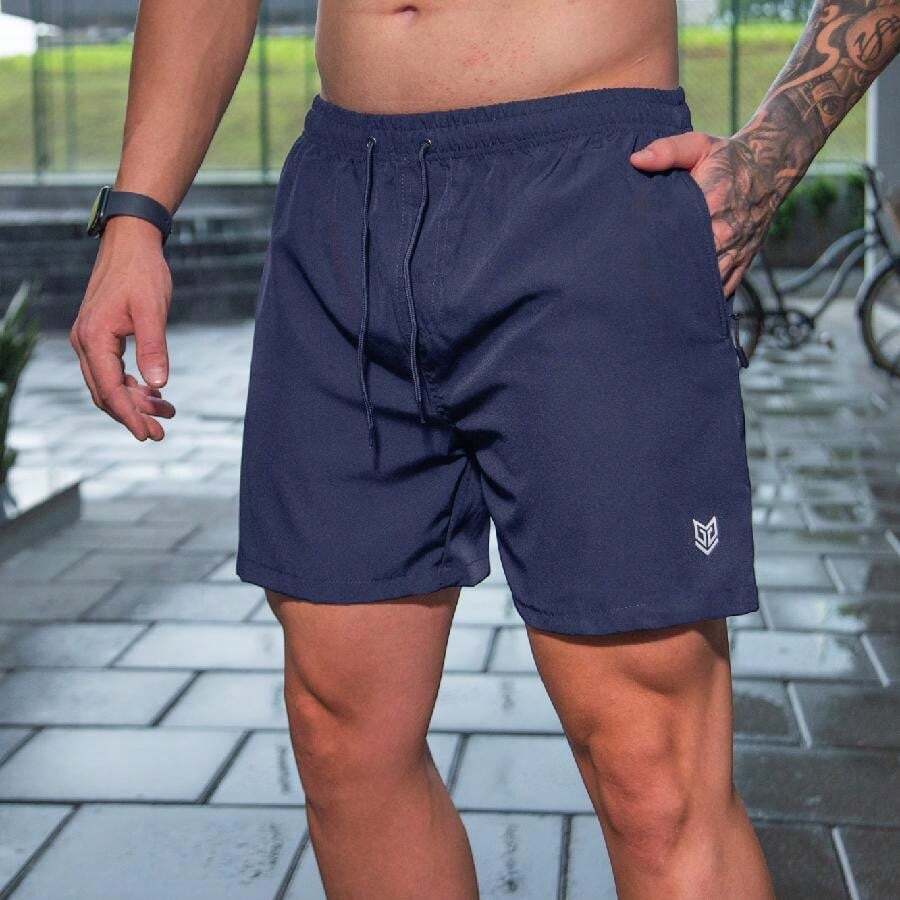 Men's Tactel Elastane Shorts With 2 Pockets, Premium Zipper And Margus Drawstring Adjustment - 藏蓝色 - 查看 1