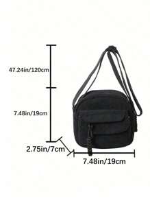 Womens Mini Corduroy Shoulder Crossbody Bags Solid Color Messenger Bags Stylish Casual Satchel Bags - màu đen - Xem 3
