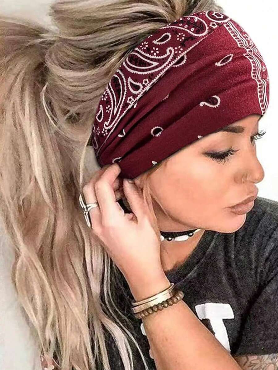 1pc Wide Elastic Headband, Solid Color Sports Yoga Running Workout Moisture Wicking Hairband Halloween