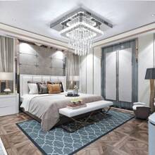 OYAJIA 30CM Crystal Chandeliers Ceiling Light Square LED Crystal Ceiling Lights Modern Flush Mount Chandelier For Bedroom Kitchen Dining Room Hallway Living Room (Cool White) - White - View 4