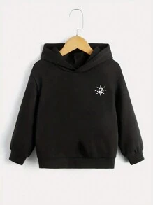 Tween Girls Casual Slogan Print Thermal Lined Hooded Sweatshirt, For Autumn, Spring & Winter - Black - View 2